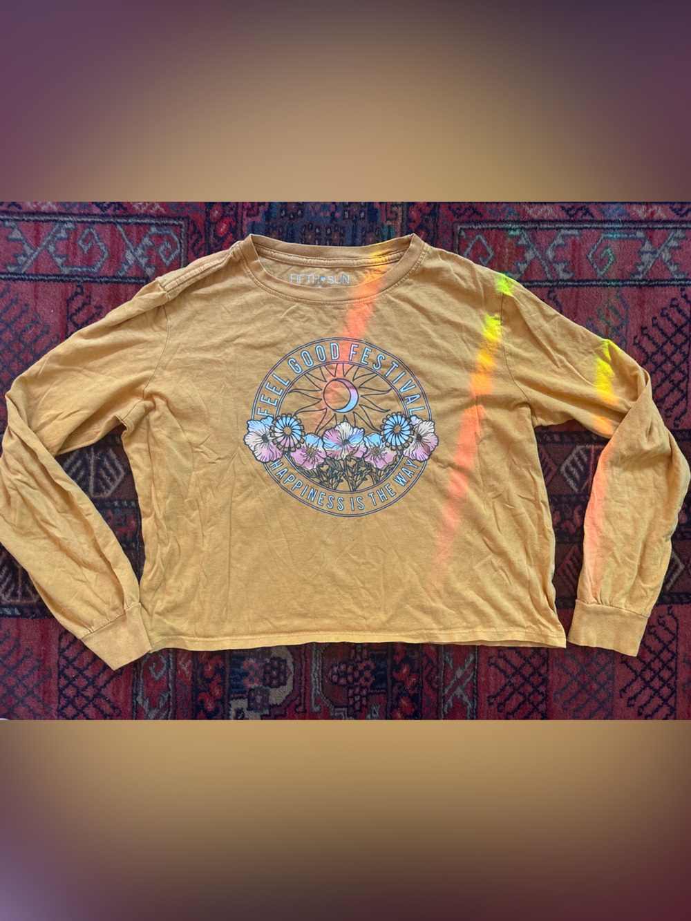 Fifth Sun Yellow Retro Sun Graphic Long Sleeve Tee